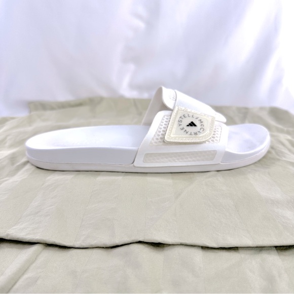 Adidas Stella McCartney Women Size 10 White Hook Loop Strap Slide Sandal - Picture 1 of 7